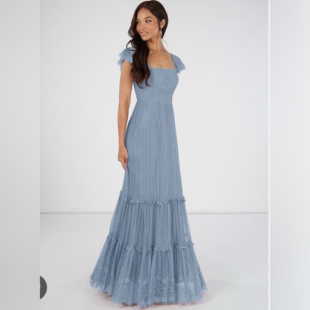 Azazie Dusty Blue Bora Bora Bridesmaid Dress Size 0